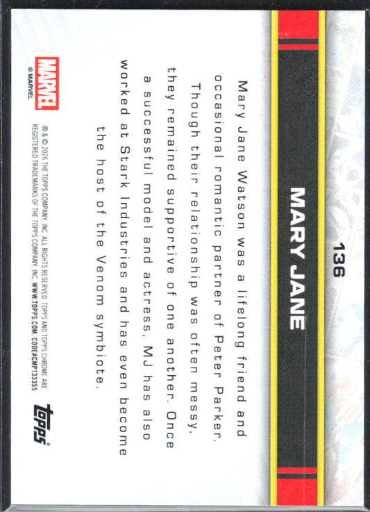Mary Jane 2026 Chrome Marvel #136 – baksida