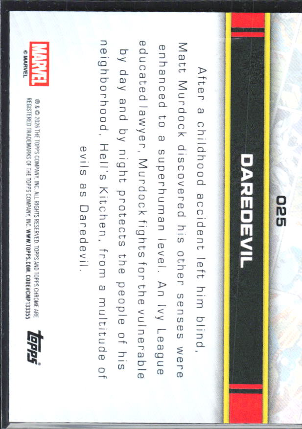 Daredevil 2026 Chrome Marvel #025 – baksida