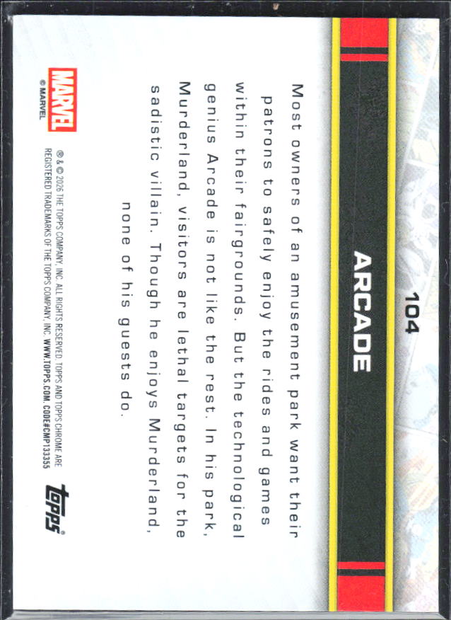 Arcade 2026 Chrome Marvel #104 – baksida