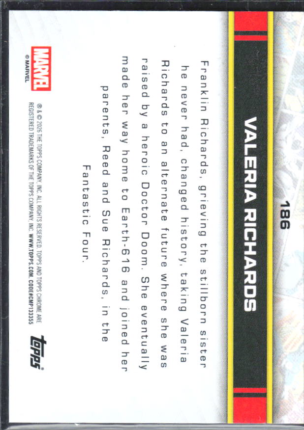 Valeria Richards 2026 Chrome Marvel #186 – baksida
