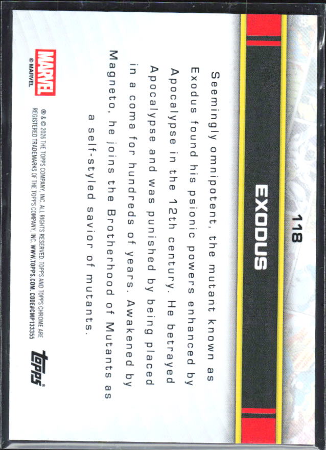 Exodus 2026 Chrome Marvel #118 – baksida