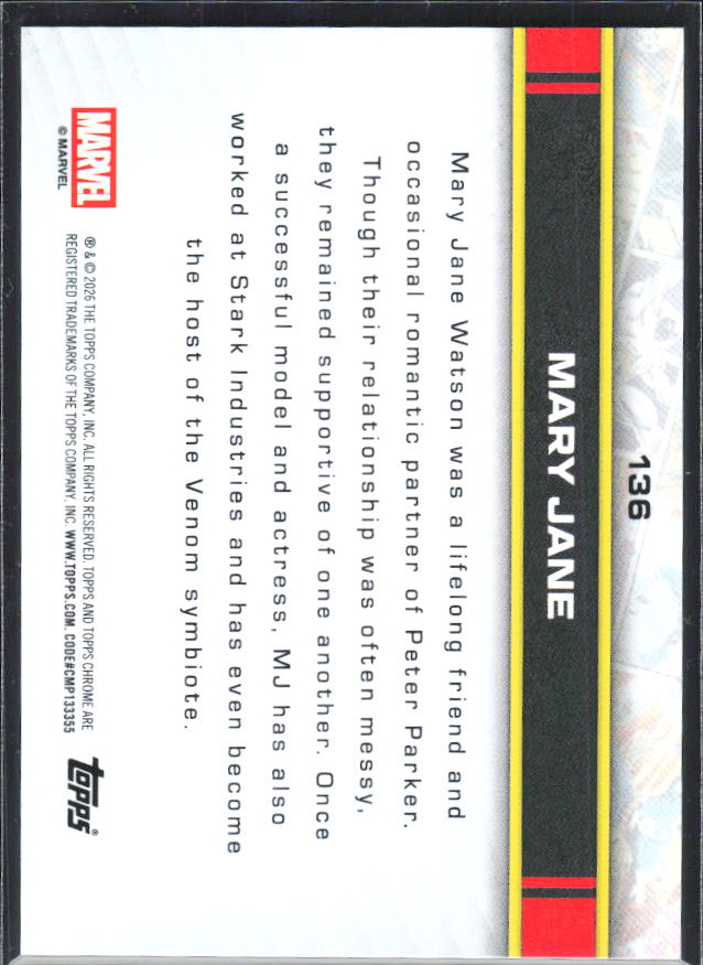 Mary Jane 2026 Chrome Marvel #136 – baksida