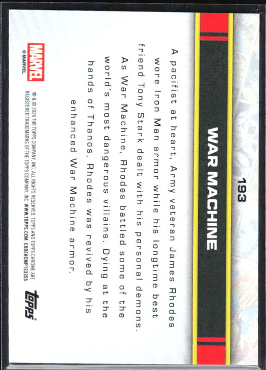 War Machine 2026 Chrome Marvel #193 – baksida