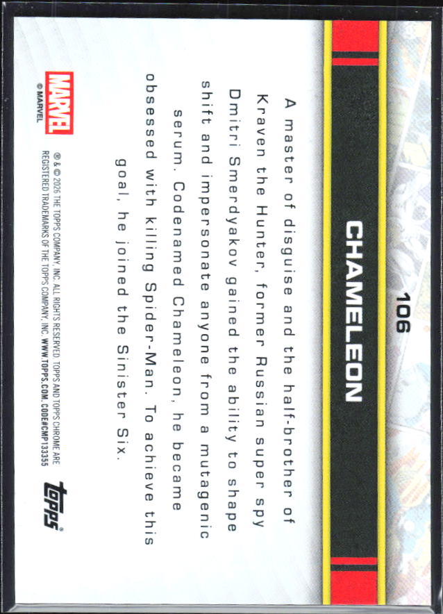 Chameleon 2026 Chrome Marvel #106 – baksida