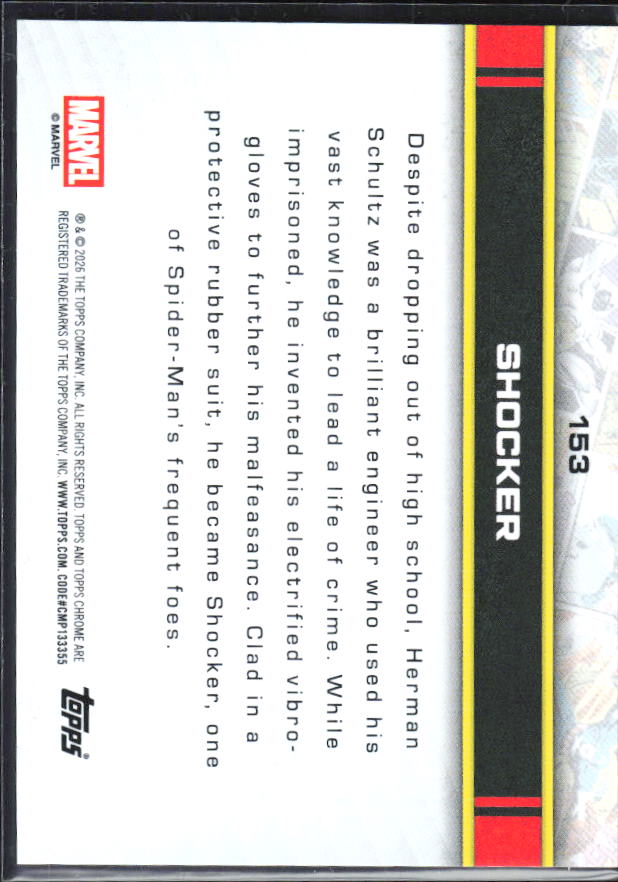 Shocker 2026 Chrome Marvel #153 – baksida