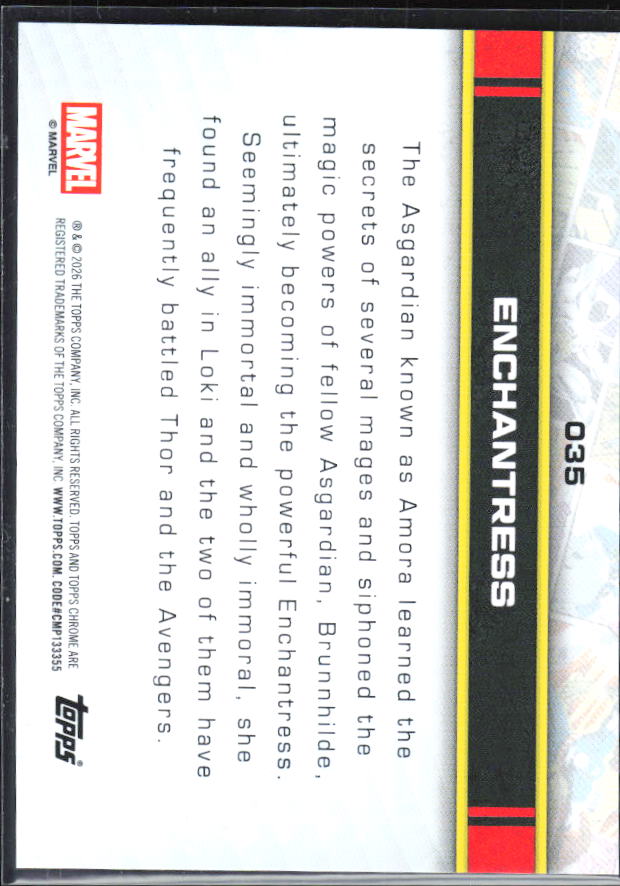 Enchantress 2026 Chrome Marvel #035 – baksida
