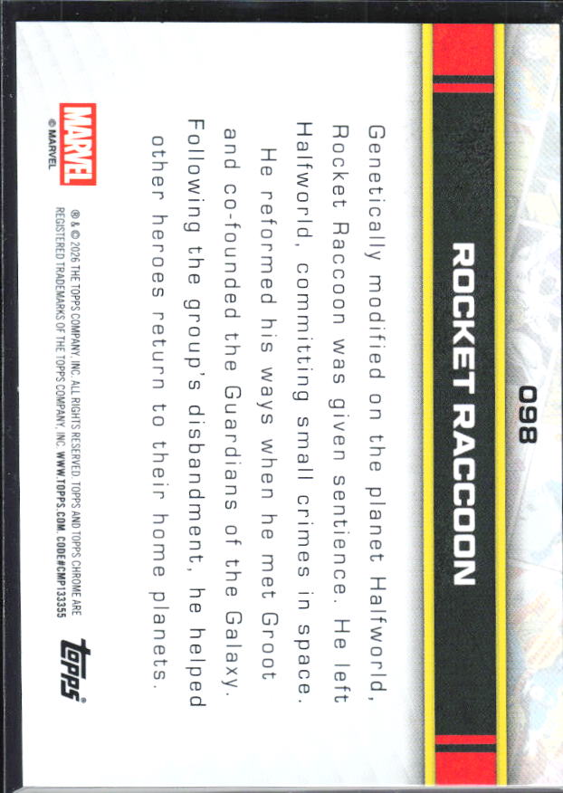Rocket Raccoon 2026 Chrome Marvel #098 – baksida
