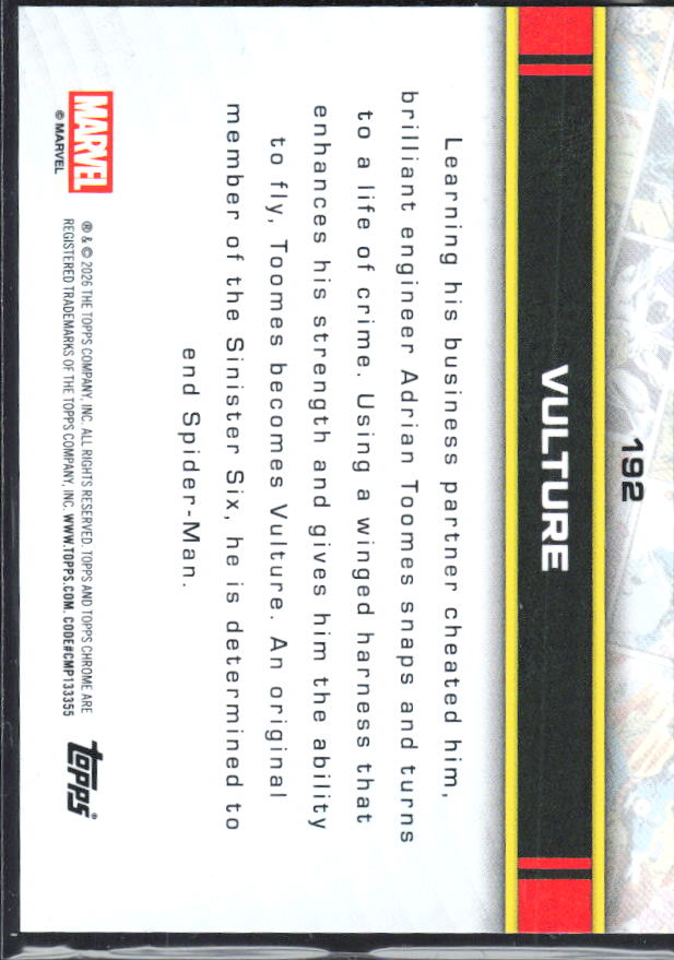 Vulture 2026 Chrome Marvel #192 – baksida