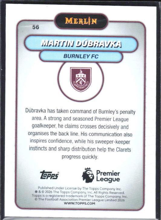 Martin Dúbravka 2026 Merlin Premier League #56 – baksida