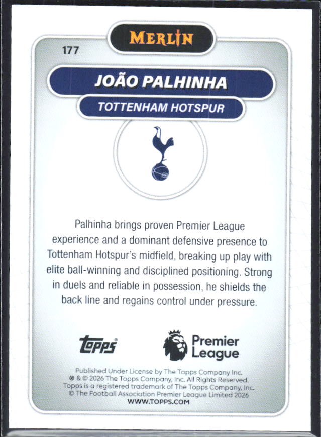 João Palhinha 2026 Merlin Premier League #177 – baksida