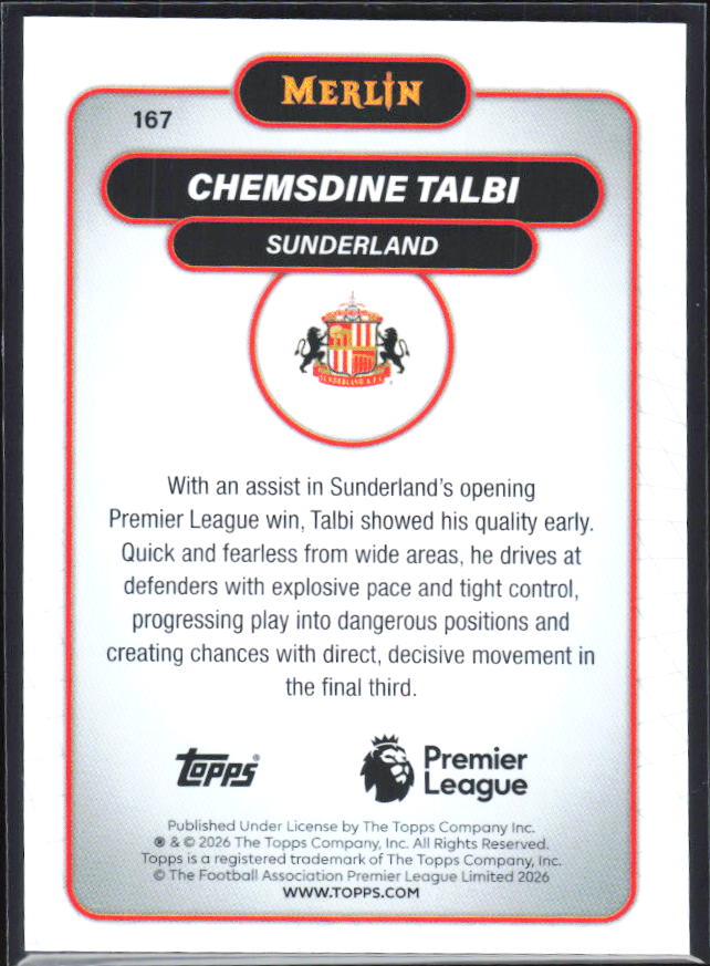 Chemsdine Talbi 2026 Merlin Premier League #167 – baksida