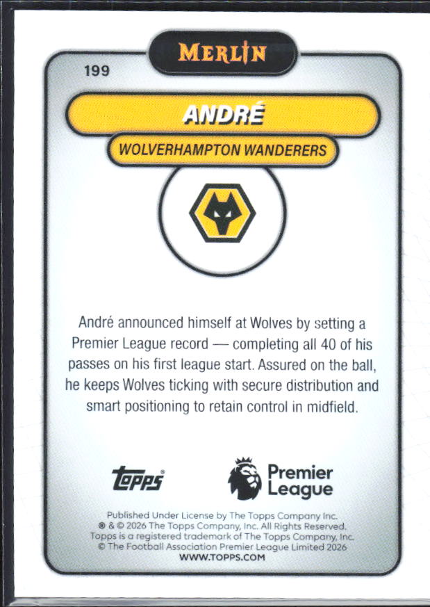 André 2026 Merlin Premier League #199 – baksida