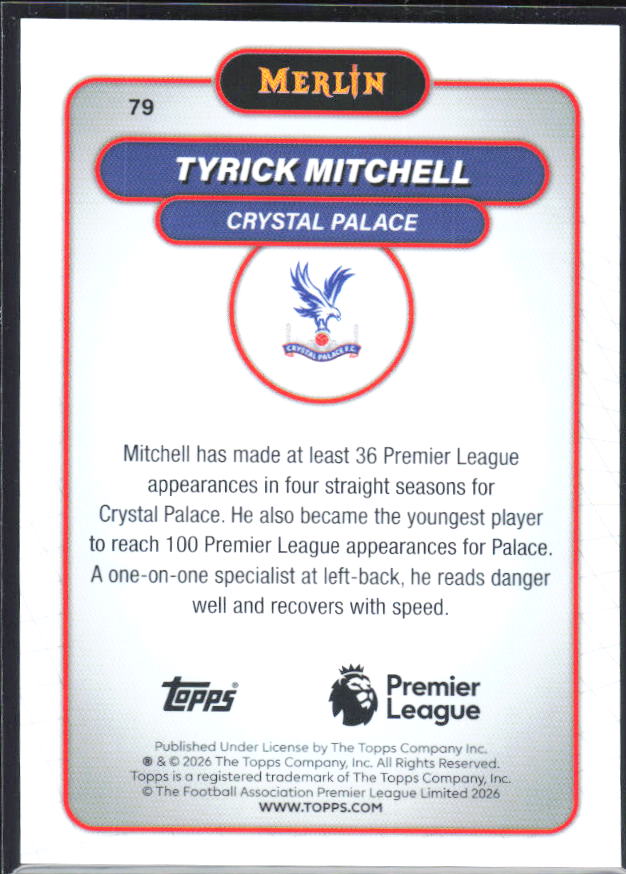 Tyrick Mitchell 2026 Merlin Premier League #79 – baksida