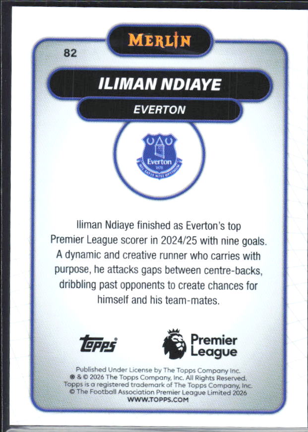 Iliman Ndiaye 2026 Merlin Premier League #82 – baksida