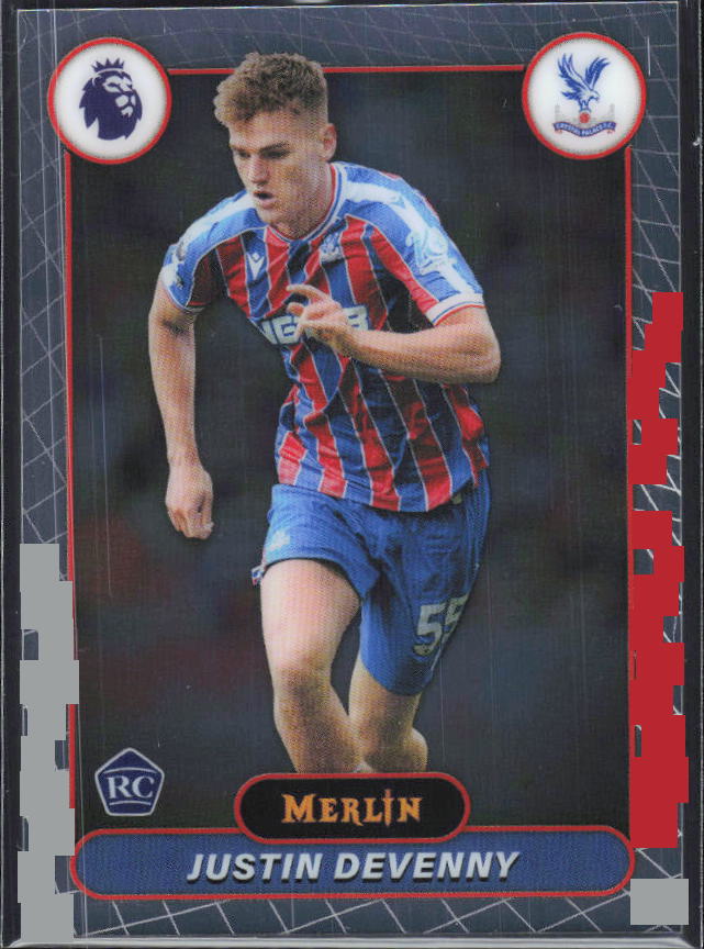 Justin Devenny 2026 Merlin Premier League RC #73 – framsida