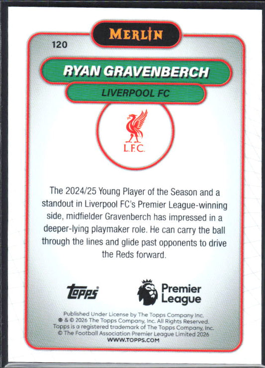 Ryan Gravenberch 2026 Merlin Premier League #120 – baksida