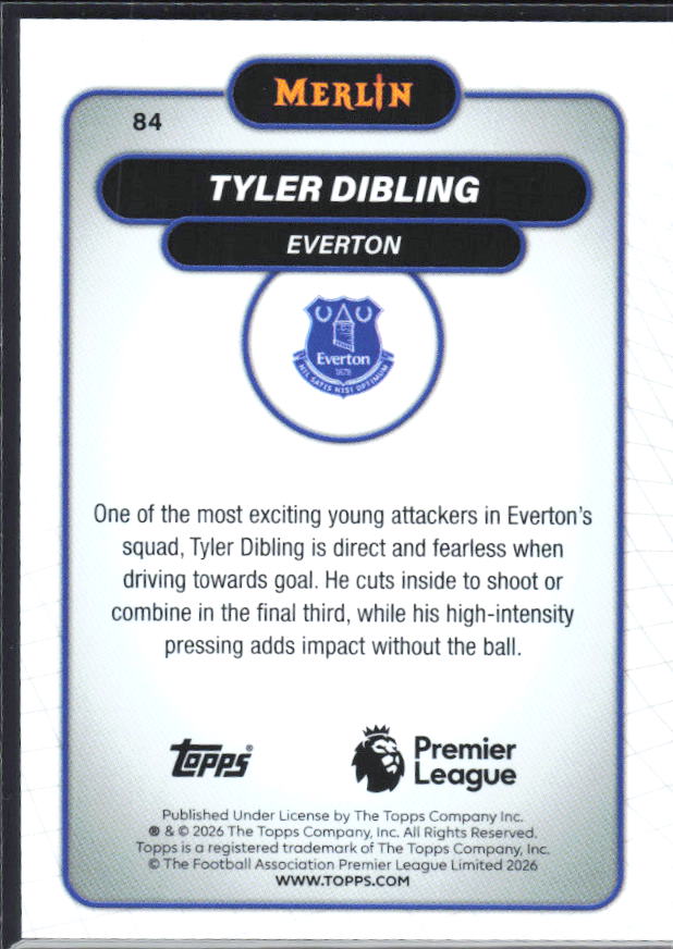 Tyler Dibling 2026 Merlin Premier League #84 – baksida
