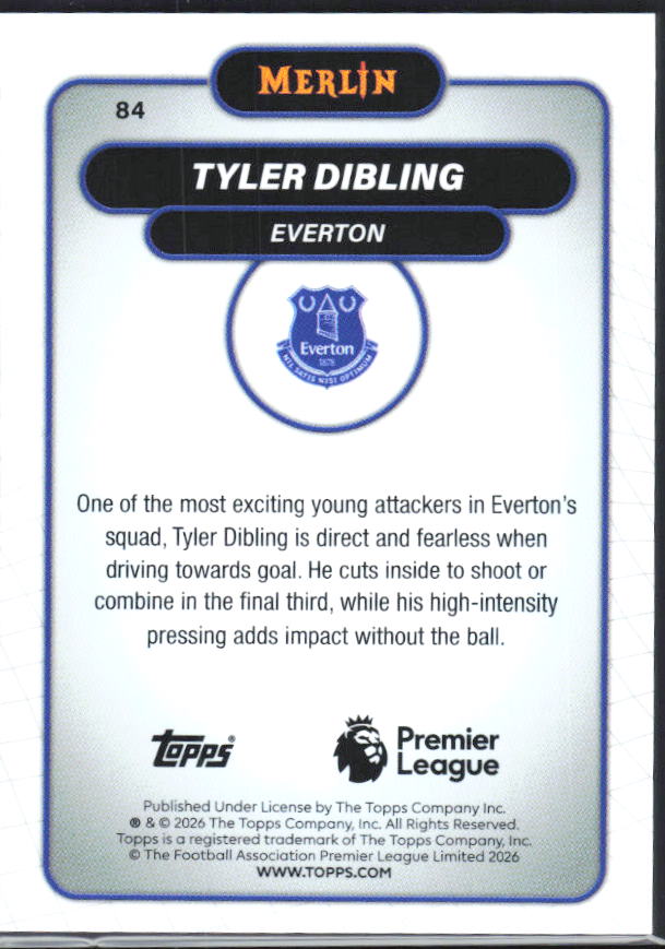 Tyler Dibling 2026 Merlin Premier League #84 – baksida