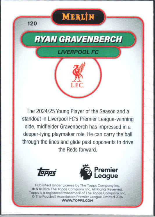 Ryan Gravenberch 2026 Merlin Premier League #120 – baksida
