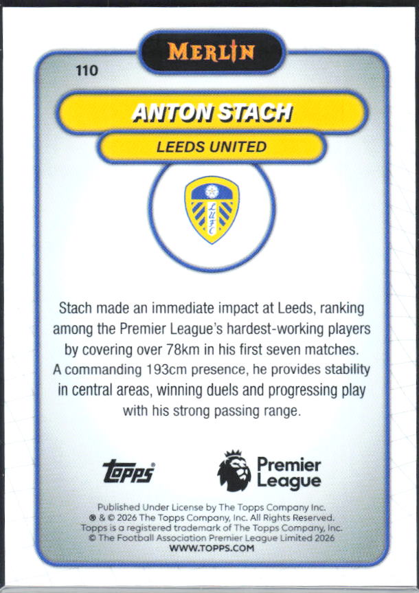 Anton Stach 2026 Merlin Premier League #110 – baksida