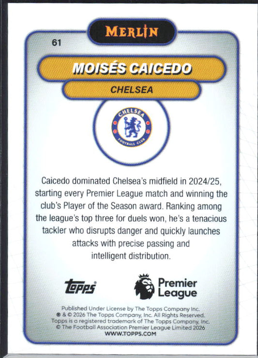 Moisés Caicedo 2026 Merlin Premier League #61 – baksida