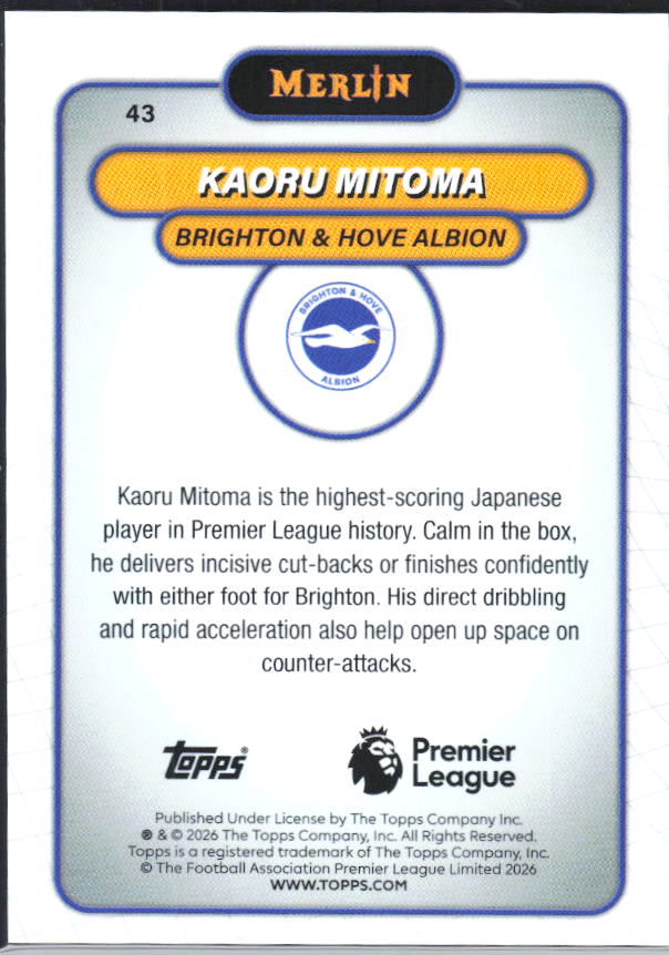 Kaoru Mitoma 2026 Merlin Premier League #43 – baksida