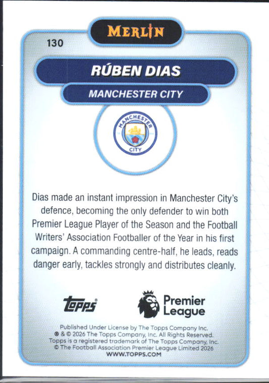 Rúben Dias 2026 Merlin Premier League #130 – baksida