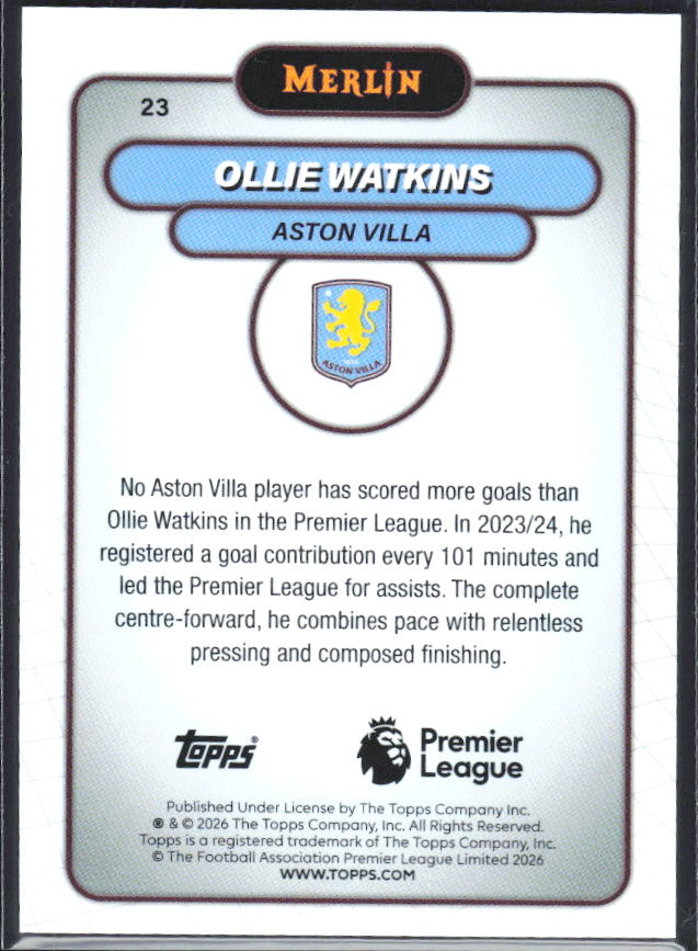 Ollie Watkins 2026 Merlin Premier League #23 – baksida