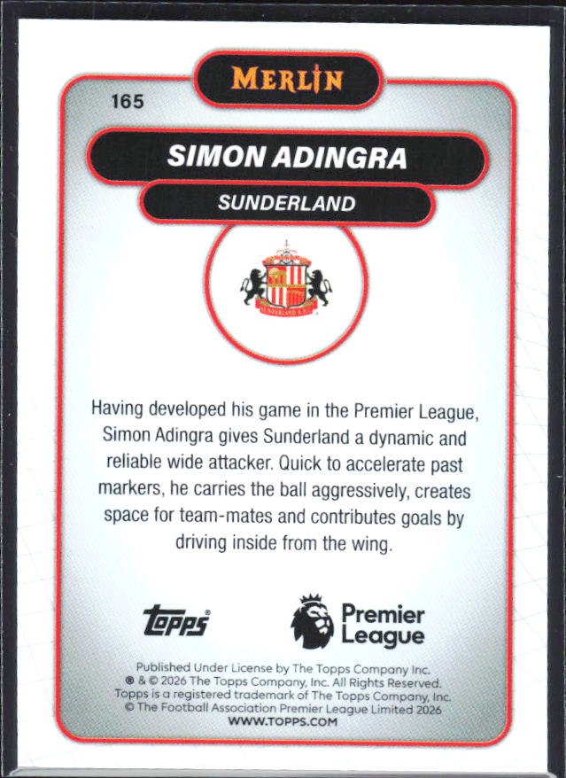 Simon Adingra 2026 Merlin Premier League #165 – baksida