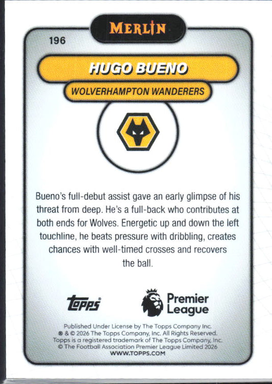 Hugo Bueno 2026 Merlin Premier League #196 – baksida