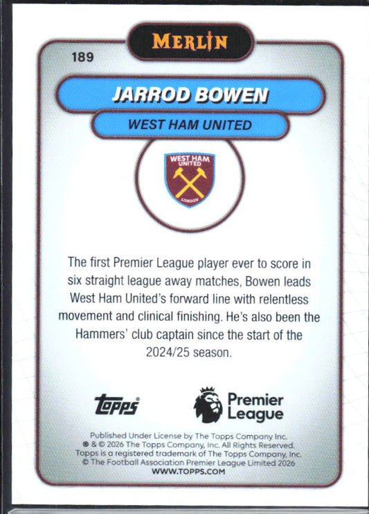 Jarrod Bowen 2026 Merlin Premier League #189 – baksida