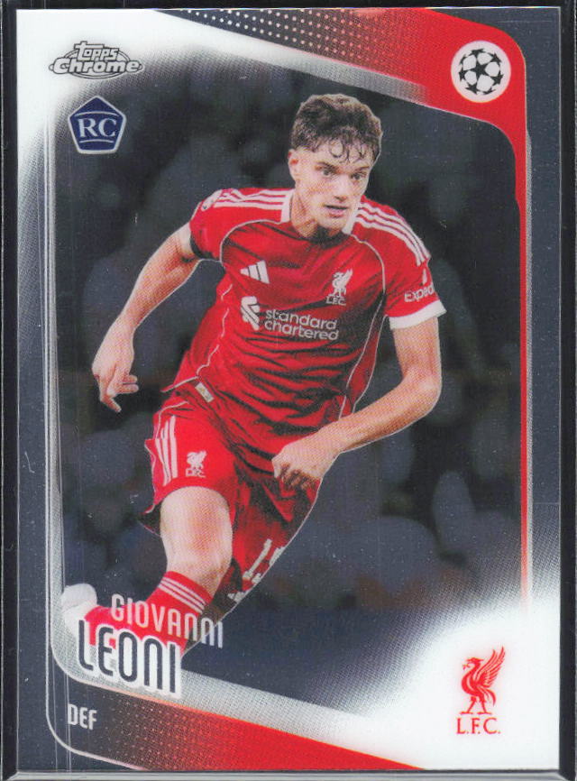 Giovanni Leoni 2025-26 Chrome UEFA RC #73 – framsida