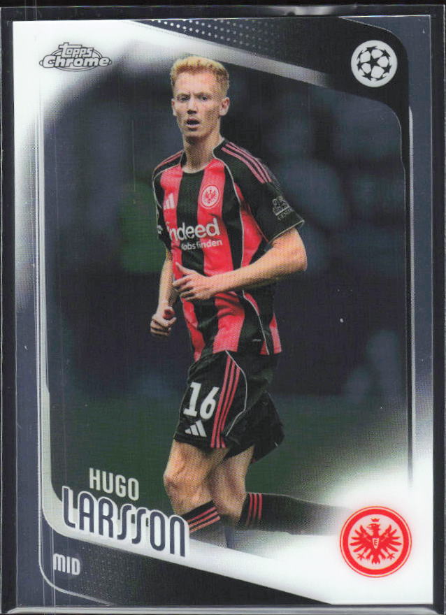 Hugo Larsson 2025-26 Chrome UEFA #36 – framsida