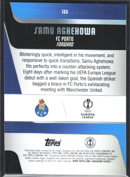 Samu Aghehowa 2025-26 Chrome UEFA #133 – baksida