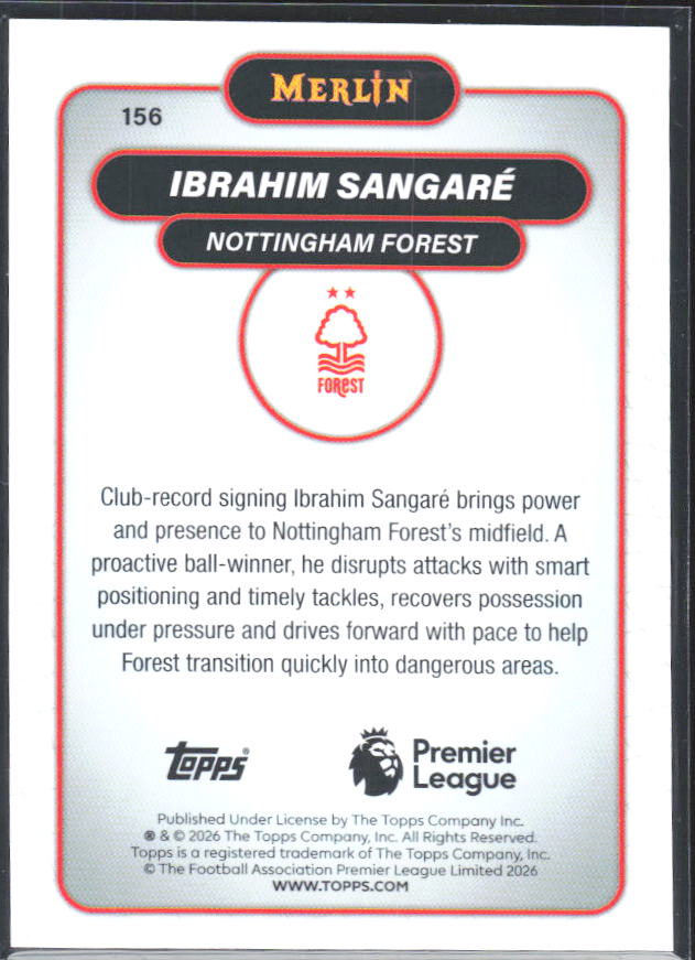 Ibrahim Sangaré 2026 Merlin Premier League #156 – baksida