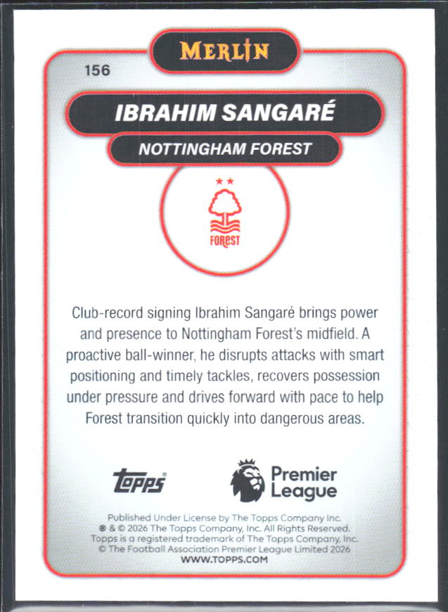 Ibrahim Sangaré 2026 Merlin Premier League #156 – baksida