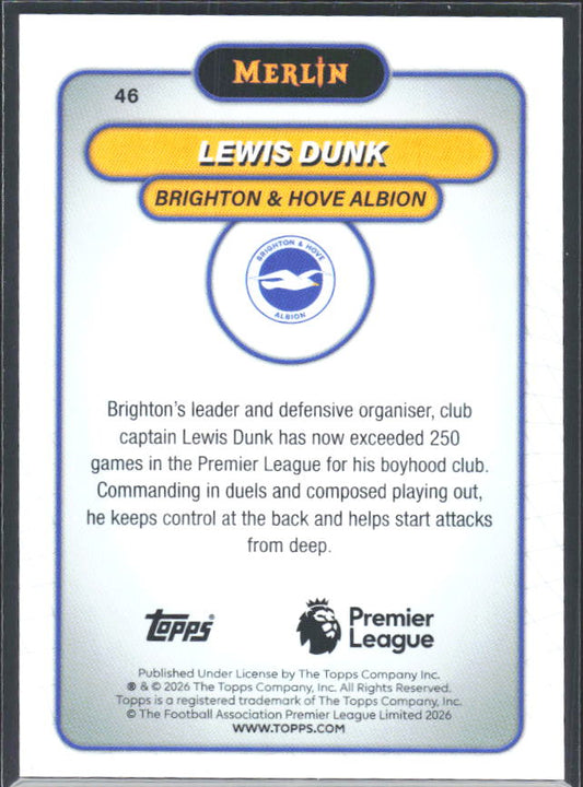 Lewis Dunk 2026 Merlin Premier League #46 – baksida