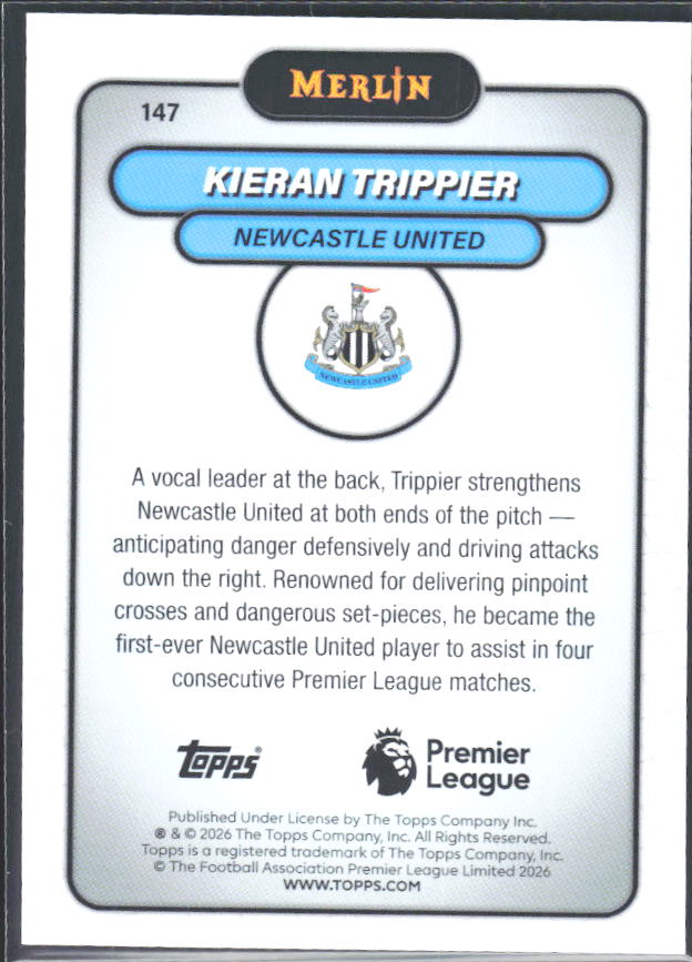 Kieran Trippier 2026 Merlin Premier League #147 – baksida
