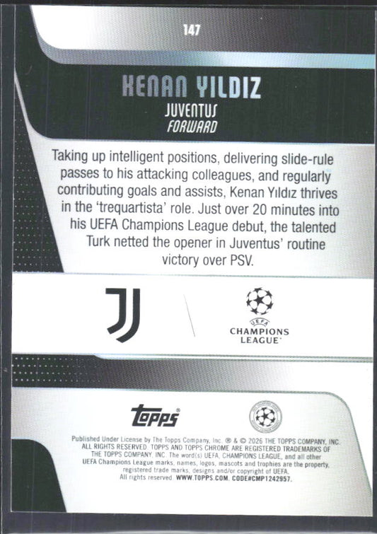 Kenan Yıldız 2025-26 Chrome UEFA #147 – baksida