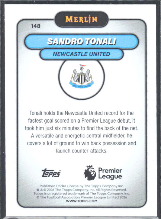 Sandro Tonali 2026 Merlin Premier League #148 – baksida