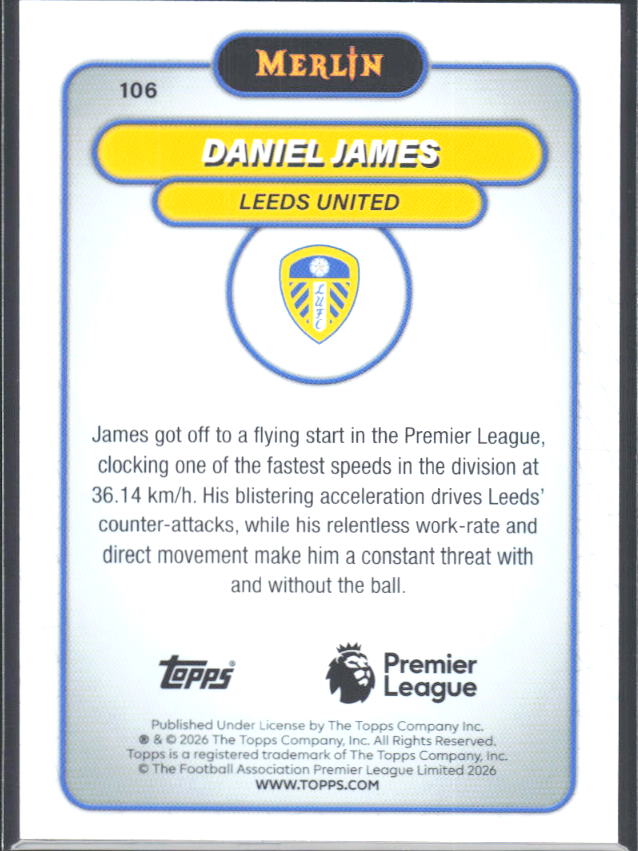 Daniel James 2026 Merlin Premier League #106 – baksida