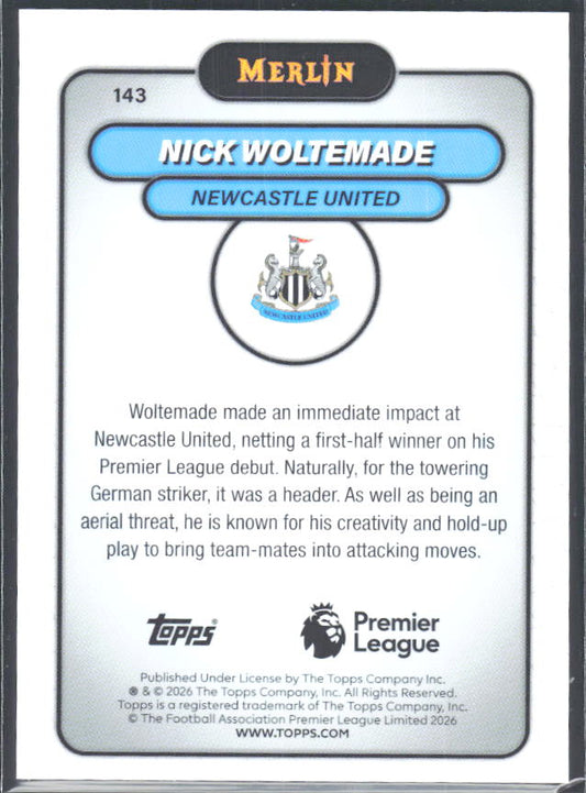 Nick Woltemade 2026 Merlin Premier League #143 – baksida