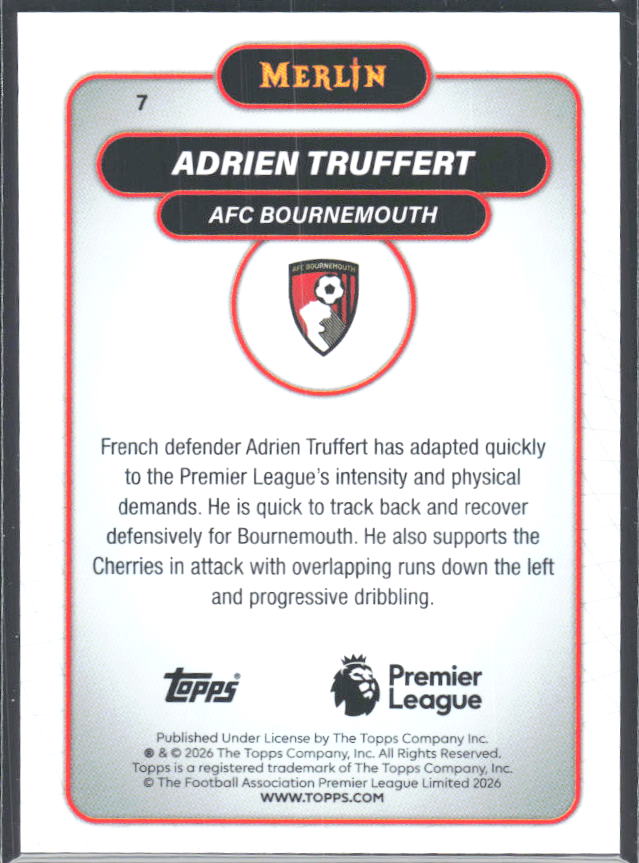 Adrien Truffert 2026 Merlin Premier League #7 – baksida