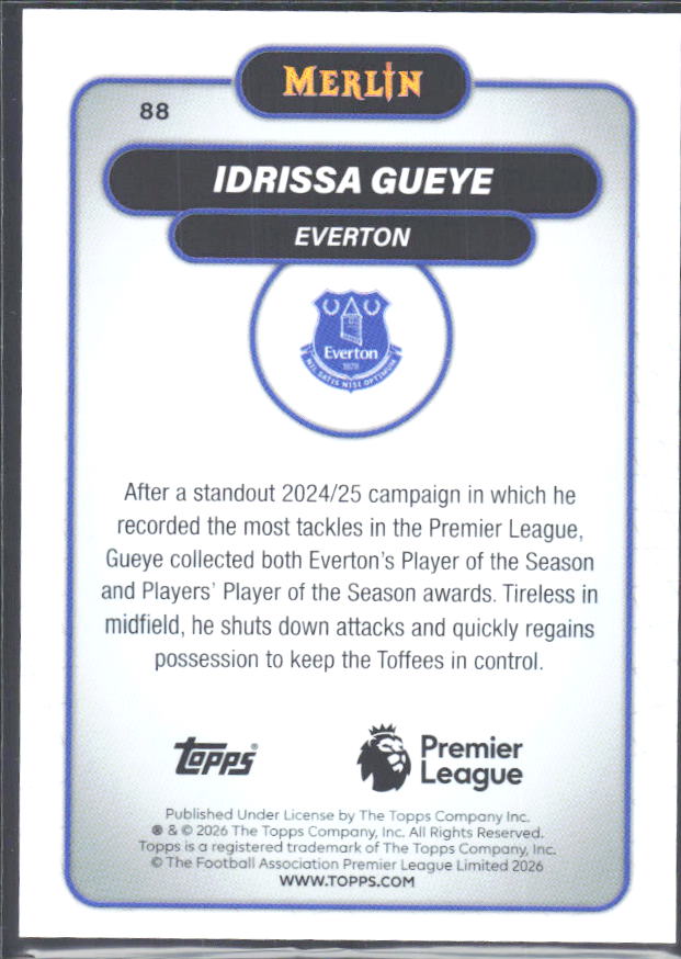 Idrissa Gueye 2026 Merlin Premier League #88 – baksida