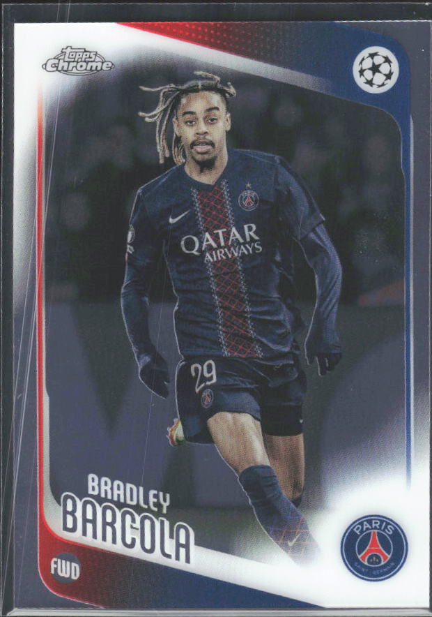 Bradley Barcola 2025-26 Chrome UEFA #63 – framsida