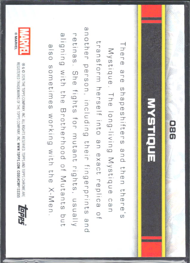 Mystique 2026 Chrome Marvel #086 – baksida