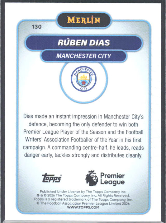 Rúben Dias 2026 Merlin Premier League #130 – baksida