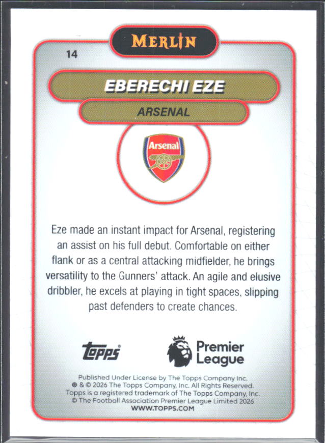 Eberechi Eze 2026 Merlin Premier League #14 – baksida