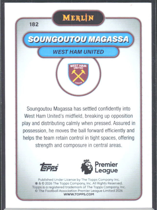 Soungoutou Magassa 2026 Merlin Premier League #182 – baksida