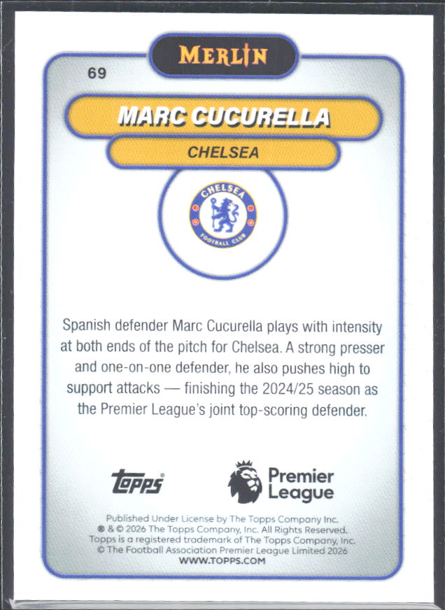 Marc Cucurella 2026 Merlin Premier League #69 – baksida